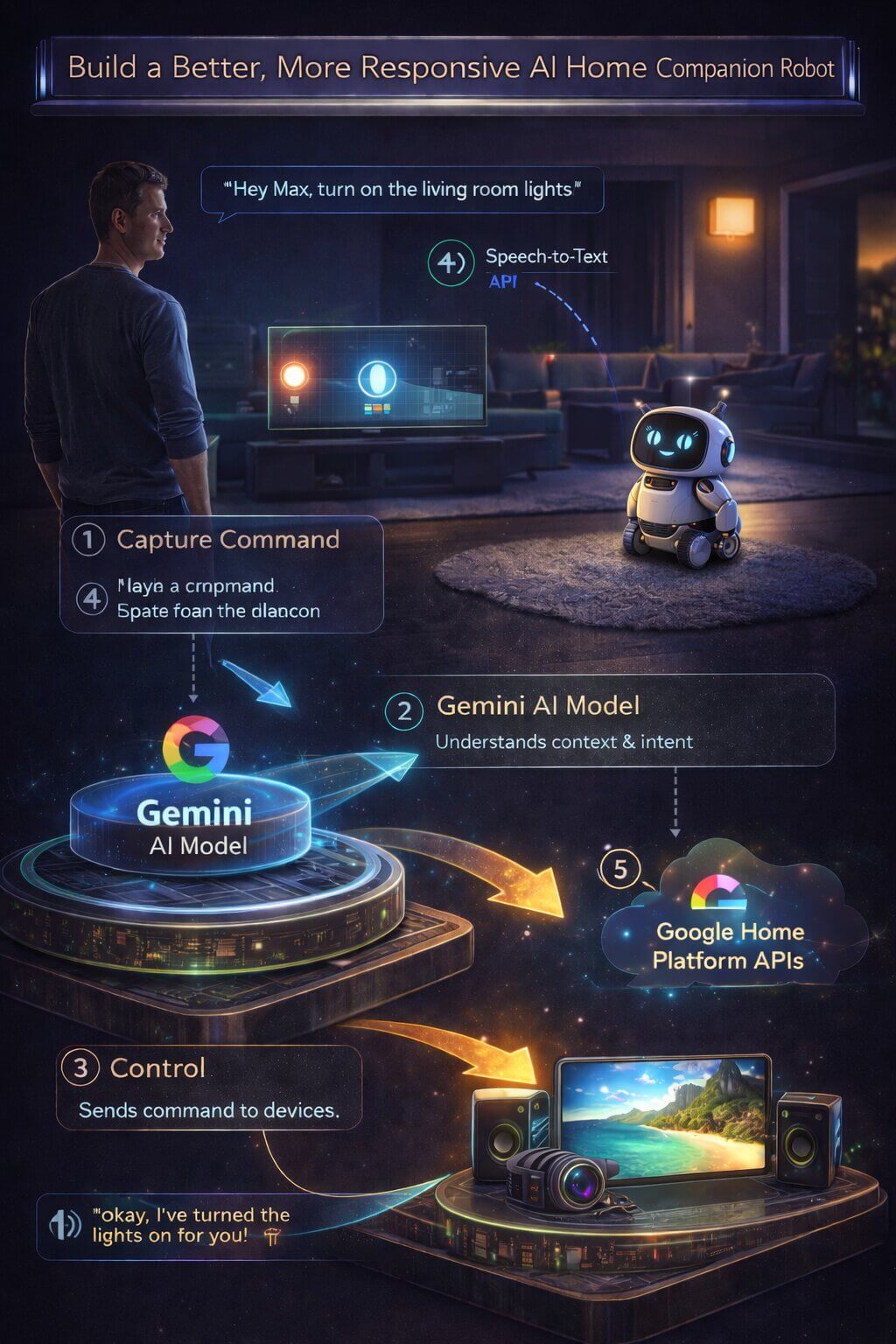 Голосовой робот компаньон для умного дома Vertex AI и Home API