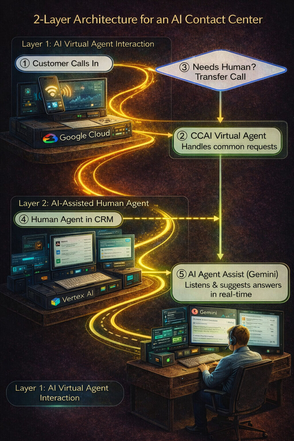Контакт центр с ИИ CCAI Vertex AI подсказки оператору в CRM